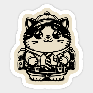 Cat Student at School Sticker